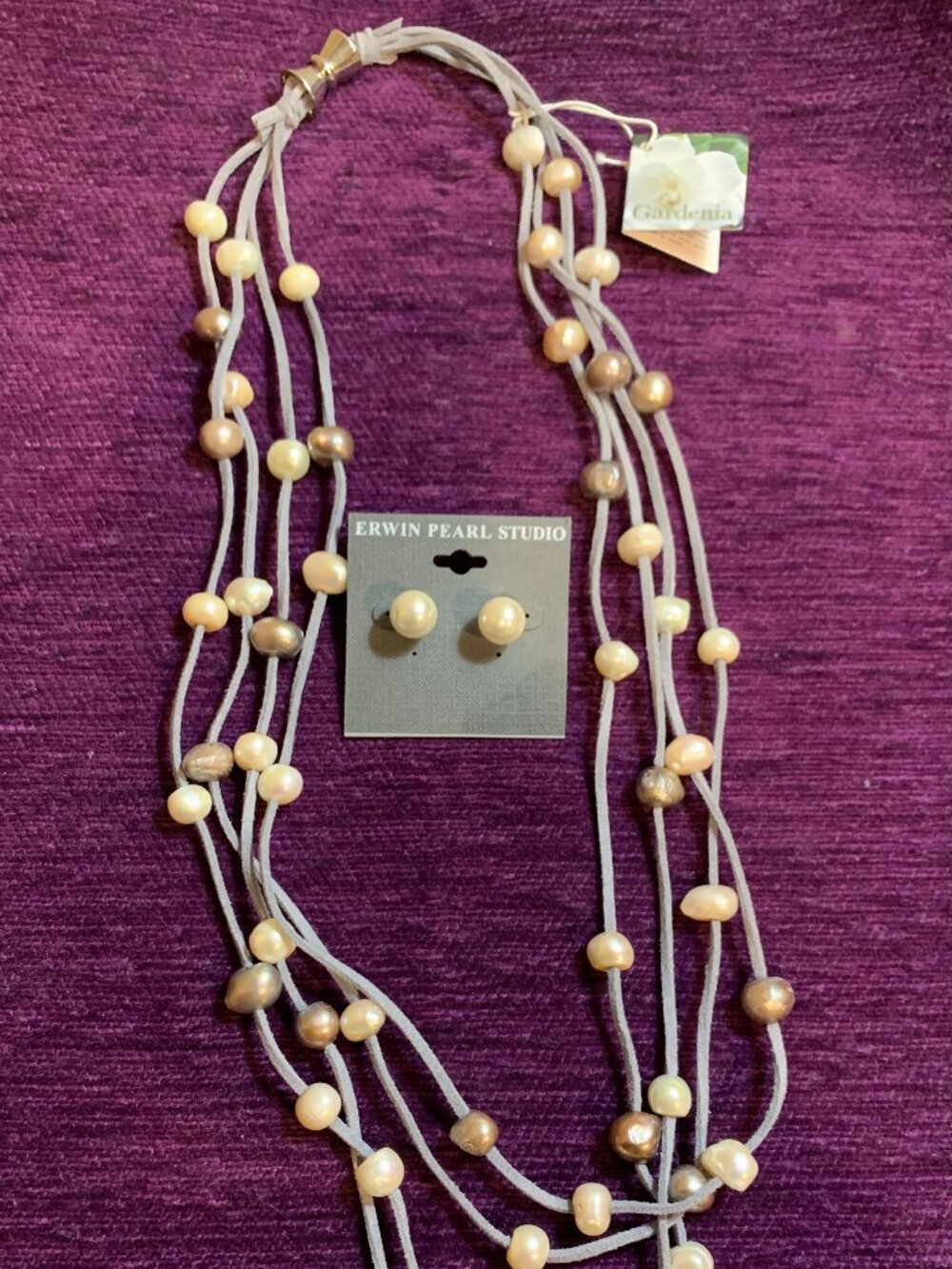 Multi-Strand Freshwater Pearl Necklace and Earring Set